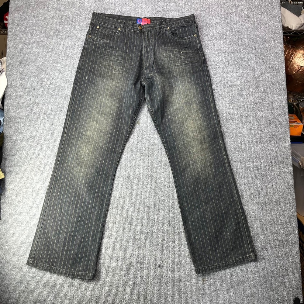 VTG Deadstock Y2K‎ Super S Jeans Men's Denim Hickory Pinstripe Classic - 37X33.5